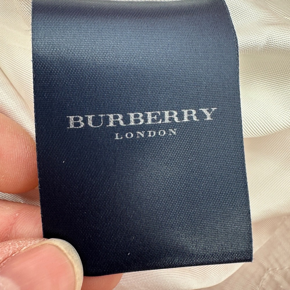 Burberry London Red White Grid Trench Coat Double Breasted Belted Cotton Jacket - Picture 8 of 12
